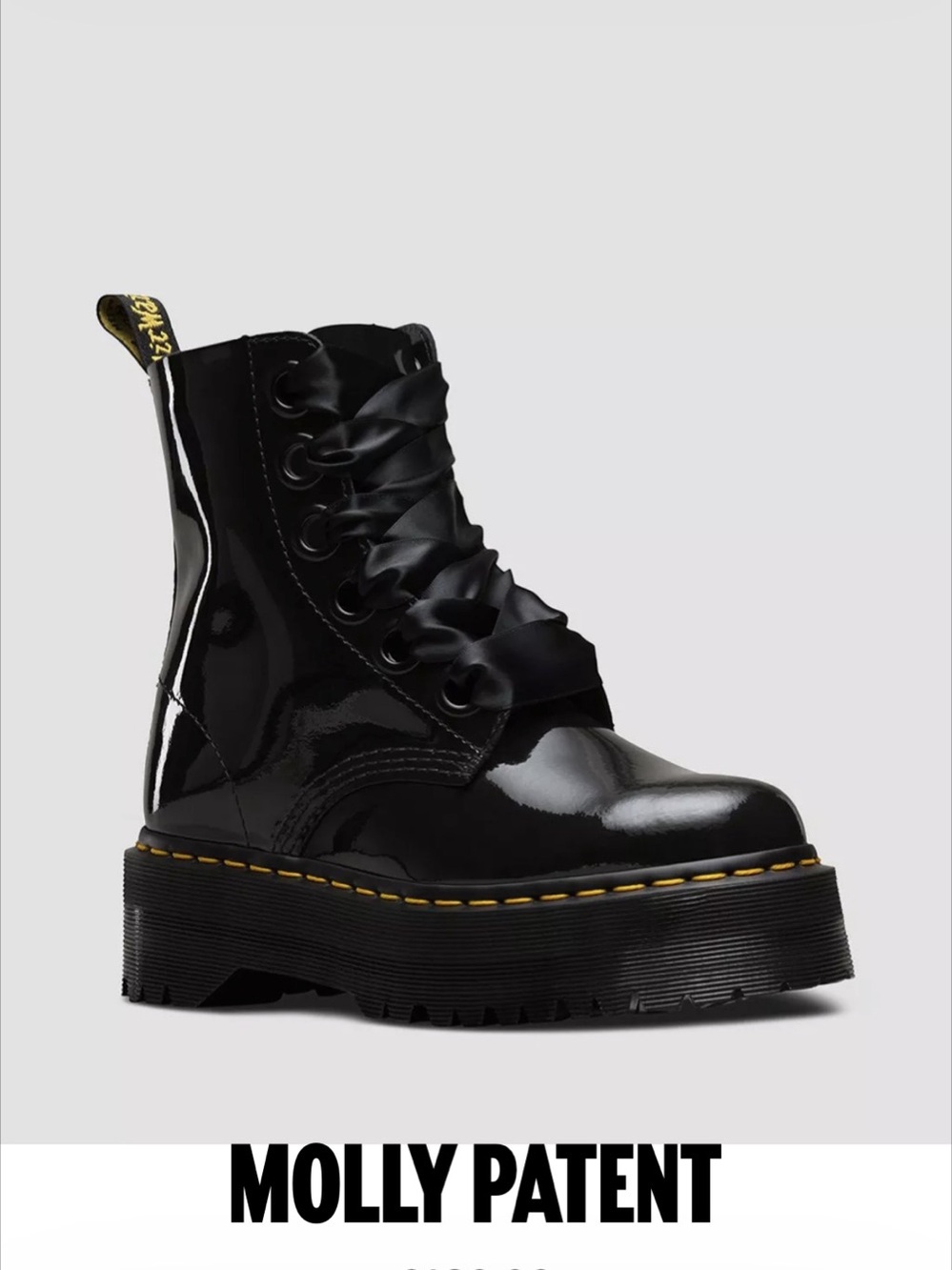 Dr. Martens Molly Patent Leather Platform Boots Black US 9